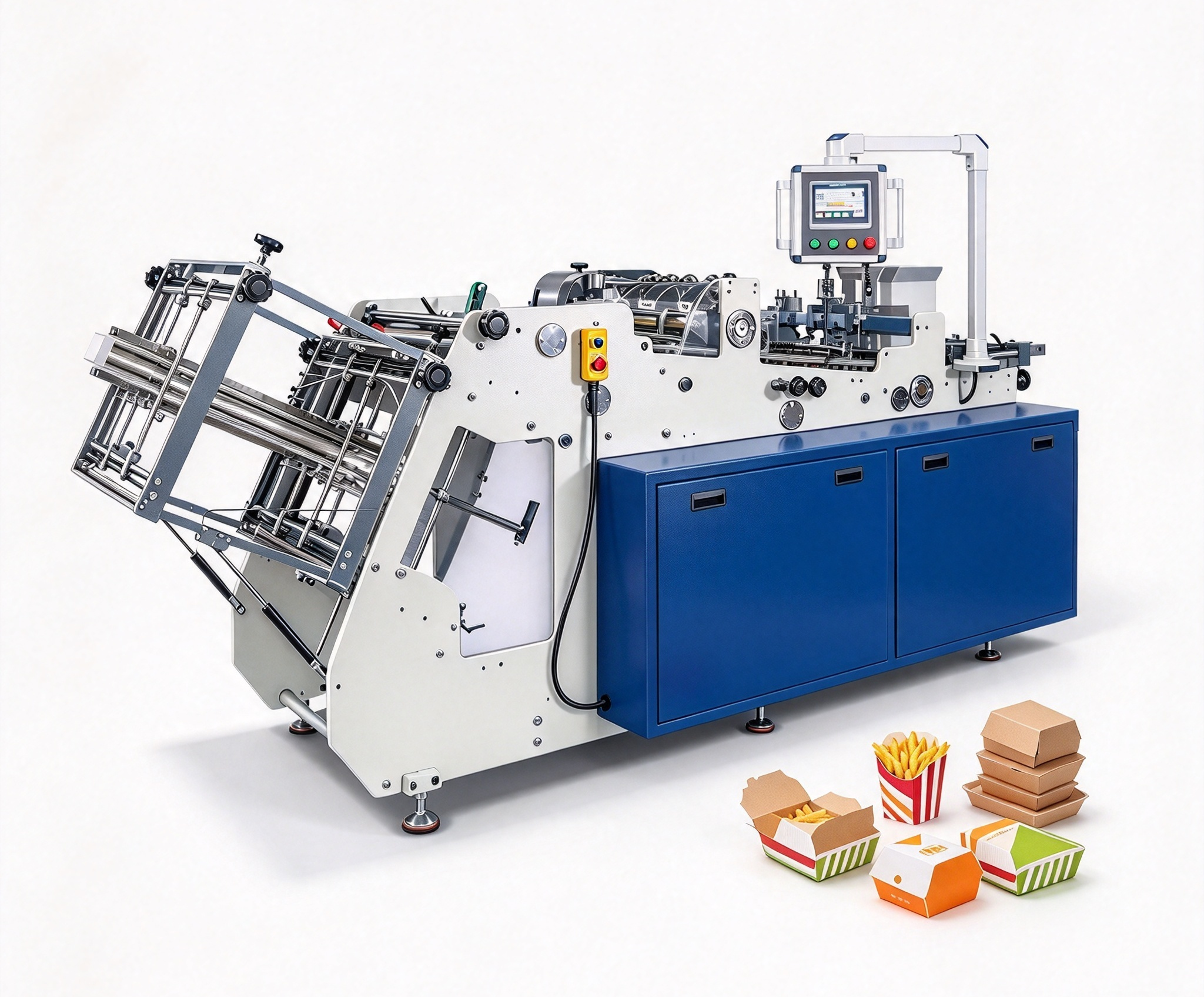 Machine Making Boxes High Speed Paper Box Forming Machine for Hamburger Box, French Fry Box ...